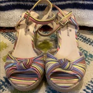 Rainbow striped sandals